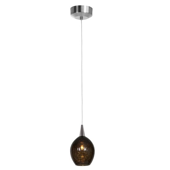 Foto para 35w Zeta GY6.35 Bi-Pin Halogen Dry Location Brushed Steel Smoke Studio C Crackle Glass Pendant~ (CAN Ø4.5")