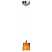 Picture of 35w Zeta GY6.35 Bi-Pin Halogen Dry Location Brushed Steel Amber Low Voltage Pendant With Hermes Glass (CAN Ø4.5")