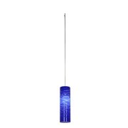 Foto para 35w Zeta GY6.35 Bi-Pin Halogen Dry Location Brushed Steel Blue Lined Anari Silk Low Voltage Pendant Excluding Mono-Pod (CAN 4.5")