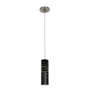 Foto para 35w Zeta GY6.35 Bi-Pin Halogen Dry Location Brushed Steel Black Lined Anari Silk Low Voltage Pendant Including Low Profile Mono-Pod (CAN Ø4.5")