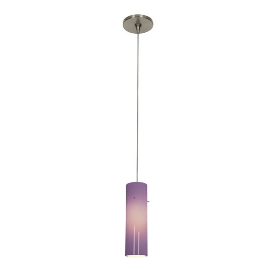 Foto para 35w Zeta GY6.35 Bi-Pin Halogen Dry Location Brushed Steel Plum Anari Silk Low Voltage Pendant Including Low Profile Mono-Pod (CAN Ø4.5")