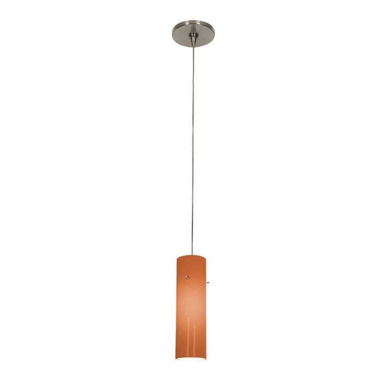 Foto para 35w Zeta GY6.35 Bi-Pin Halogen Dry Location Brushed Steel White Lined Anari Silk Low Voltage Pendant Including Low Profile Mono-Pod (CAN Ø4.5")