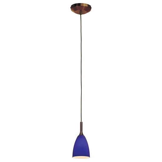 Picture of 40w Delta G9 G9 Halogen Dry Location Bronze Cobalt Line Voltage Pendant With Mania Glass