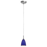 Picture of 40w Delta G9 G9 Halogen Dry Location Brushed Steel Cobalt Line Voltage Pendant With Mania Glass