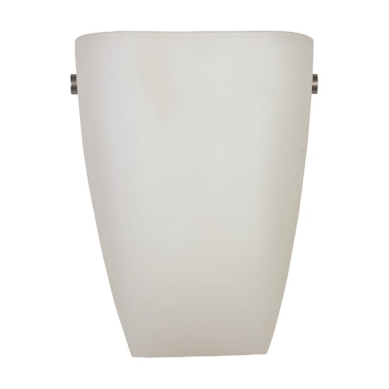 Foto para 100w Elementary E-26 A-19 Incandescent Damp Location Brushed Steel Opal Wall Sconce (OA HT 9)