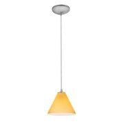 Foto para 11w Martini E-26 A-19 LED Dry Location Brushed Steel Amber Led Cord Glass Pendant (CAN 1.25"Ø5.25")