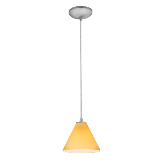 Foto para 11w Martini E-26 A-19 LED Dry Location Brushed Steel Amber Led Cord Glass Pendant (CAN 1.25"Ø5.25")