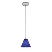 Foto para 11w Martini E-26 A-19 LED Dry Location Brushed Steel Cobalt Led Cord Glass Pendant (CAN 1.25"Ø5.25")