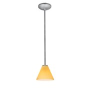 Foto para 11w Martini E-26 A-19 LED Dry Location Brushed Steel Amber Led Rod Glass Pendant (CAN 1.25"Ø5.25")