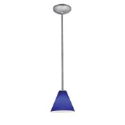 Foto para 11w Martini E-26 A-19 LED Dry Location Brushed Steel Cobalt Led Rod Glass Pendant (CAN 1.25"Ø5.25")