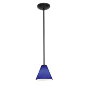 Foto para 11w Martini E-26 A-19 LED Dry Location Oil Rubbed Bronze Cobalt Led Rod Glass Pendant (CAN 1.25"Ø5.25")