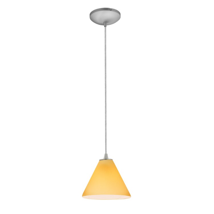 Picture of 12w Martini SSL 90CRI LED Dry Location Brushed Steel Amber Led Cord Glass Pendant (CAN 1.25"Ø5.25")