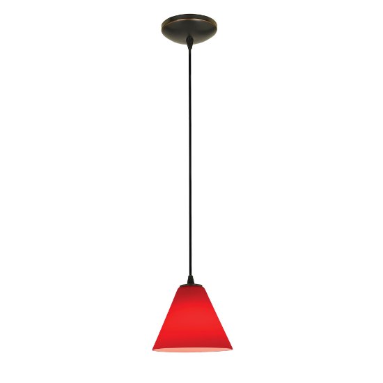 Foto para 12w Martini SSL 90CRI LED Dry Location Oil Rubbed Bronze Red Led Cord Glass Pendant (CAN 1.25"Ø5.25")