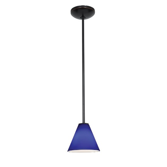 Picture of 12w Martini SSL 90CRI LED Dry Location Oil Rubbed Bronze Cobalt Led Rod Glass Pendant (CAN 1.25"Ø5.25")