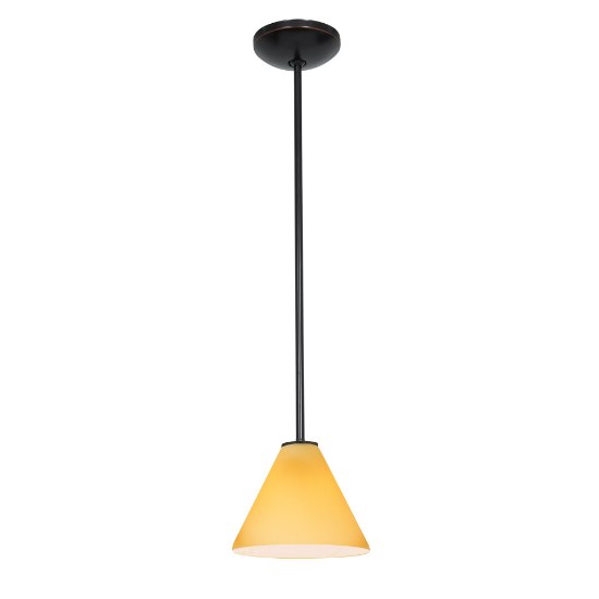 Picture of 12w Martini SSL 90CRI LED Dry Location Oil Rubbed Bronze White Led Rod Glass Pendant (CAN 1.25"Ø5.25")