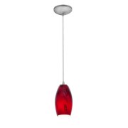 Foto para 12w Merlot SSL 90CRI LED Dry Location Brushed Steel Red Sky Cord Glass Pendant (CAN 1.25"Ø5.25")