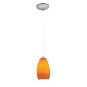 Foto para 11w Champagne E-26 A-19 LED Dry Location Brushed Steel Maya Cord Glass Pendant (CAN 1.25"Ø5.25")