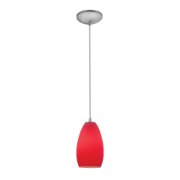 Foto para 11w Champagne E-26 A-19 LED Dry Location Brushed Steel Red Cord Glass Pendant (CAN 1.25"Ø5.25")