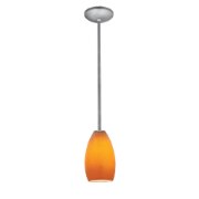 Foto para 11w Champagne E-26 A-19 LED Dry Location Brushed Steel Maya Rod Glass Pendant (CAN 1.25"Ø5.25")