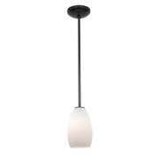 Foto para 11w Champagne E-26 A-19 LED Dry Location Oil Rubbed Bronze Opal Rod Glass Pendant (CAN 1.25"Ø5.25")