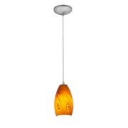 Foto para 12w Champagne SSL 90CRI LED Dry Location Brushed Steel Amber Sky Cord Glass Pendant (CAN 1.25"Ø5.25")