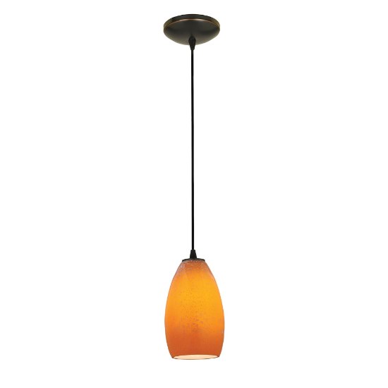 Foto para 12w Champagne SSL 90CRI LED Dry Location Oil Rubbed Bronze Maya Cord Glass Pendant (CAN 1.25"Ø5.25")