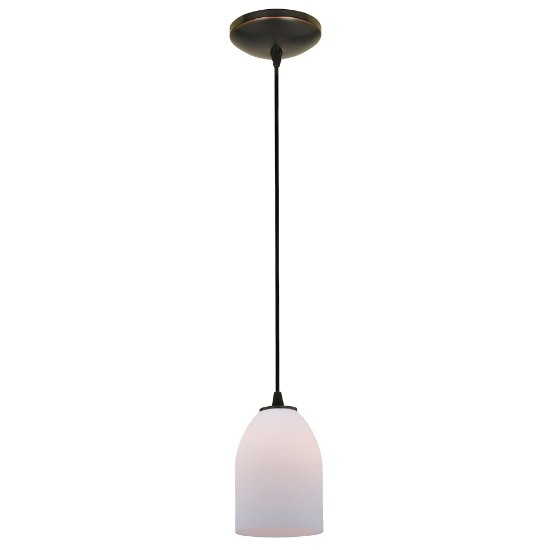 Foto para 11w Bordeaux E-26 A-19 LED Dry Location Oil Rubbed Bronze Opal Cord Glass Pendant (CAN 1.25"Ø5.25")