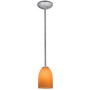 Foto para 11w Bordeaux E-26 A-19 LED Dry Location Brushed Steel Amber Rod Glass Pendant (CAN 1.25"Ø5.25")