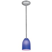 Foto para 11w Bordeaux E-26 A-19 LED Dry Location Brushed Steel Cobalt Rod Glass Pendant (CAN 1.25"Ø5.25")