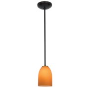 Foto para 11w Bordeaux E-26 A-19 LED Dry Location Oil Rubbed Bronze Amber Rod Glass Pendant (CAN 1.25"Ø5.25")