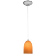 Foto para 12w Bordeaux SSL 90CRI LED Dry Location Brushed Steel Wicker Amber Cord Glass Pendant (CAN 1.25"Ø5.25")