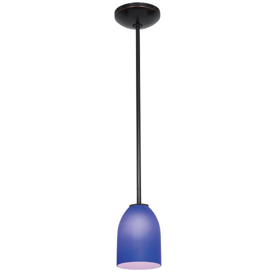 Foto para 12w Bordeaux SSL 90CRI LED Dry Location Oil Rubbed Bronze Cobalt Rod Glass Pendant (CAN 1.25"Ø5.25")