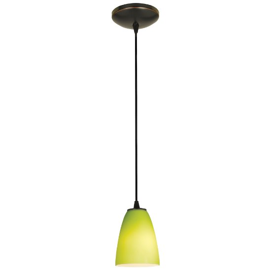 Foto para 11w Flute E-26 A-19 LED Dry Location Oil Rubbed Bronze LGR Cord Glass Pendant (CAN 1.25"Ø5.25")