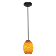 Foto para 11w Brandy FireBird E-26 A-19 LED Dry Location Oil Rubbed Bronze White Firebird Rod Glass Pendant (CAN 1.25"Ø5.25")