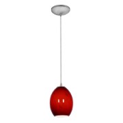 Foto para 12w Brandy FireBird SSL 90CRI LED Dry Location Brushed Steel Red Sky Cord Glass Pendant (CAN 1.25"Ø5.25")