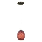 Foto para 12w Brandy FireBird SSL 90CRI LED Dry Location Oil Rubbed Bronze Plum Firebird Cord Glass Pendant (CAN 1.25"Ø5.25")