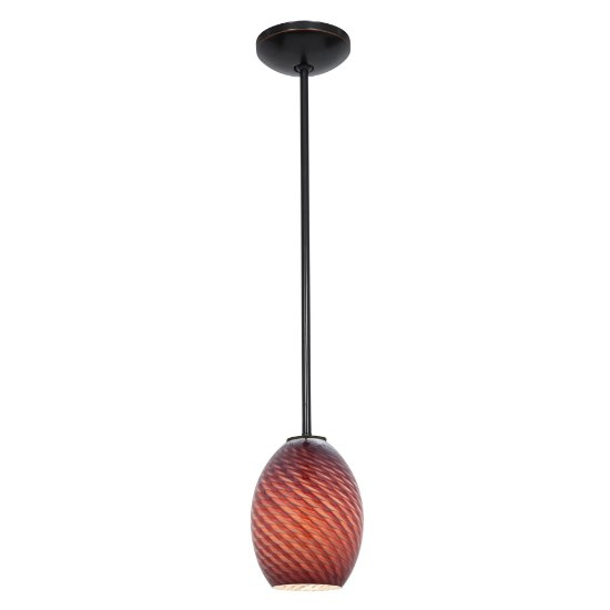 Foto para 12w Brandy FireBird SSL 90CRI LED Dry Location Oil Rubbed Bronze Plum Firebird Rod Glass Pendant (CAN 1.25"Ø5.25")