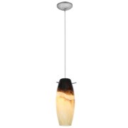 Foto para 11w Cabernet E-26 A-19 LED Dry Location Brushed Steel Sand Slate Cord Glass Pendant (CAN 1.25"Ø5.25")