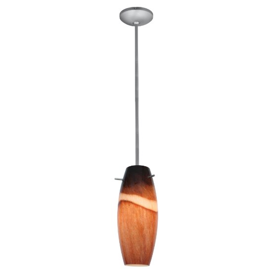 Foto para 11w Cabernet E-26 A-19 LED Dry Location Brushed Steel Amber Slate Rod Glass Pendant (CAN 1.25"Ø5.25")