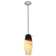 Foto para 11w Cabernet E-26 A-19 LED Dry Location Brushed Steel Sand Slate Rod Glass Pendant (CAN 1.25"Ø5.25")