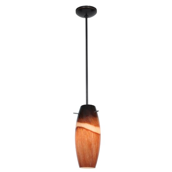 Foto para 11w Cabernet E-26 A-19 LED Dry Location Oil Rubbed Bronze Amber Slate Rod Glass Pendant (CAN 1.25"Ø5.25")