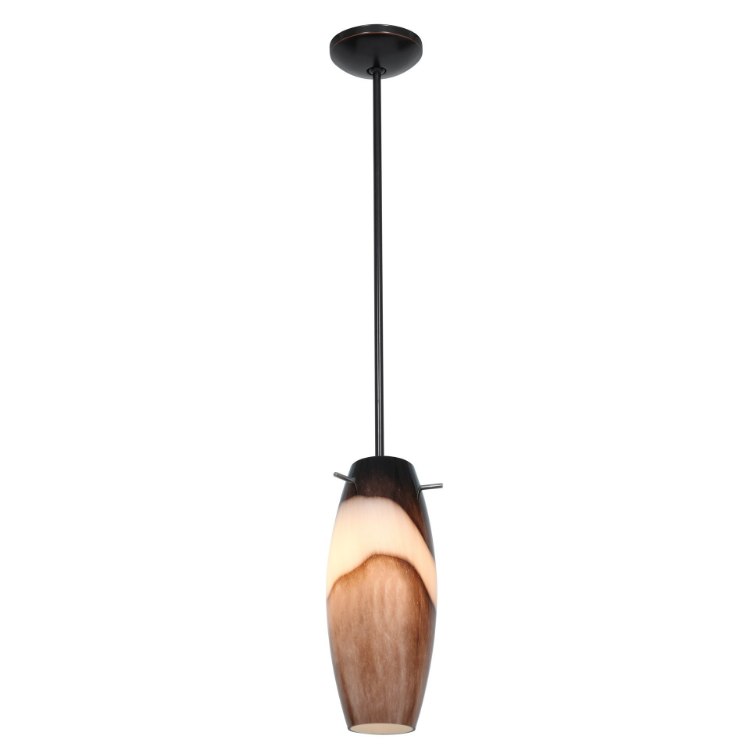 Foto para 11w Cabernet E-26 A-19 LED Dry Location Oil Rubbed Bronze Brown Slate Rod Glass Pendant (CAN 1.25"Ø5.25")