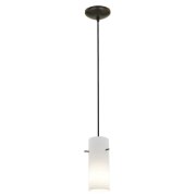 Foto para 11w Cylinder E-26 A-19 LED Dry Location Oil Rubbed Bronze Opal Cord Glass Pendant (CAN 1.25"Ø5.25")