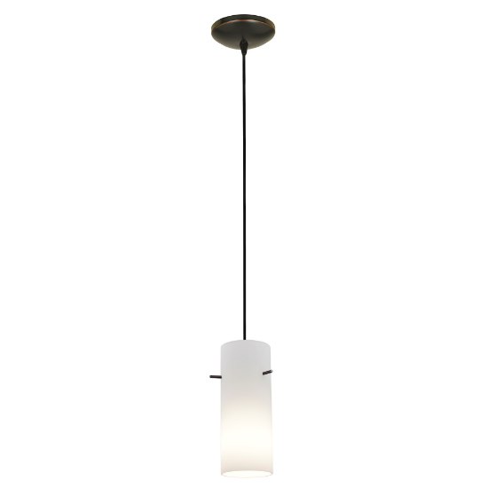 Foto para 12w Cylinder SSL 90CRI LED Dry Location Oil Rubbed Bronze Opal Cord Glass Pendant (CAN 1.25"Ø5.25")