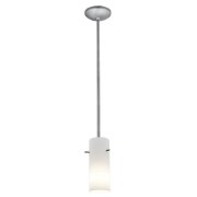 Foto para 12w Cylinder SSL 90CRI LED Dry Location Brushed Steel Opal Rod Glass Pendant (CAN 1.25"Ø5.25")