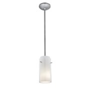 Foto para 11w Glass`n Glass Cylinder E-26 A-19 LED Dry Location Brushed Steel Clear Opal Rod Glass Pendant (CAN 1.25"Ø5.25")