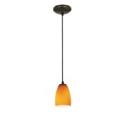 Foto para 11w Sherry E-26 A-19 LED Dry Location Oil Rubbed Bronze Amber Cord Glass Pendant (CAN 1.25"Ø5.25")