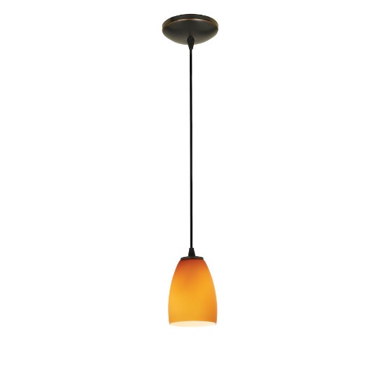 Foto para 11w Sherry E-26 A-19 LED Dry Location Oil Rubbed Bronze Amber Cord Glass Pendant (CAN 1.25"Ø5.25")