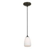 Foto para 11w Sherry E-26 A-19 LED Dry Location Oil Rubbed Bronze Opal Cord Glass Pendant (CAN 1.25"Ø5.25")