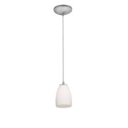 Foto para 12w Sherry SSL 90CRI LED Dry Location Brushed Steel Opal Cord Glass Pendant (CAN 1.25"Ø5.25")